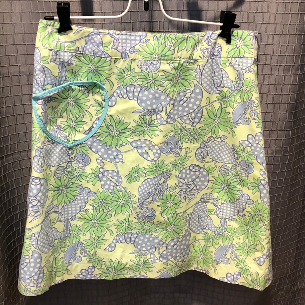 Lilly Pulitzer shellfish skirt, blue and green